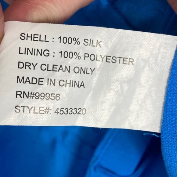 Revolve Shoshanna 100% Silk Blue Pleated Front Blouse Size 2 Top 3/4 Sleeves - Picture 5 of 8